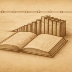 Hand-drawn illustration of 66 books uniting into one Bible with a timeline, symbolizing the consistency of Scripture